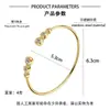 Pulsera Abierta Elegante y con Estilo con Circonita Dorada e Incrustaciones en Ambos Extremos, Estilo de Lujo Ligero y Sencillo, Venta Directa del Fabricante, Compra al por Mayor