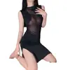 Lencería Sexy, Vestido Largo Sexy, Falda de Cadera para Mujer, Falda Larga Extremadamente Tentadora Transparente para Discoteca, Corte Ajustado