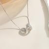 Collar de Doble Anillo Lingshang para Mujer Diseño Hueco Colgante de Moda Exquisito Anillo de Ola Versátil para el Trabajo Diario Collar Venta Directa