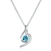 Colar de Cristal de Verão para Mulheres, Corrente Clássica para Clavícula, Colar de Cristal Azul Gota d'Água, Presente de Dia dos Namorados e Dia das Mães