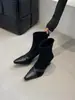 Primer Encuentro Temporada Botines de Tobillo de Tacón Alto Retro Botas para Mujer Otoño/Invierno 2026 Estilo Europeo y Americano Moda Tendencia Gamuza Elástica Tacón de Aguja