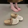 Mules Slip-On de Malha Vazada para Verão Feminino, Versáteis Retro 2026 Mules Planos Preguiçosos Respiráveis
