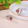 Yilu Plata S925 Plata Esterlina Jaspe de Hotan Rojo del Sur Hoja de Sauce Fideos de Huevo Retro Moda China Nueva Aretes Elegantes Clip para la Oreja