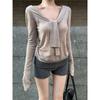 Spice Girls Sexy Camiseta de Punto de Manga Larga con Cuello en V y Tirantes Otoño Ajustada Camiseta Base Ajustada Color Sólido Top Puro Combinable con Todo