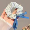 2026 Novo Estilo Estilo Floresta Elástico Alto Prendedor de Cabelo com Laço Preguiçoso, Corda de Cabelo para Rabo de Cavalo em Tecido de Renda para Mulheres