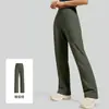 Calça Yoga Pêssego Cintura Alta Perna Reta Solta Afinando Levanta Bumbum