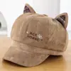 Chapéu Fofo de Orelha de Gato Celebridade da Internet Bordado Chapéu Octogonal Feminino Boné Plano Fashion Versátil Boina Retrô Outono Inverno Personalizado