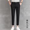 Pantalones casuales para hombre, primavera y otoño, finos, holgados, rectos, recortados, negros, para negocios, profesionales, sencillos, para traje.