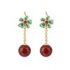 Pendientes de estilo chino para mujer, de alta gama, con flores esmaltadas, estilo palacio nacional, chapados en oro, elegantes joyas para las orejas.