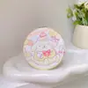 Espejo redondo pequeño de doble cara para niña linda, espejo de maquillaje de dibujos animados de Pu, espejo redondo de corazón de niña, espejo de tocador portátil