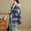 Jaqueta Camisa Espessa Casual Preguiçosa com Capuz em Flanela Xadrez Blocos de Cor Exportação Coreana e Japonesa Outono/Inverno 2026 para Mulheres
