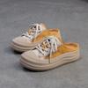 Shanghai Jietu 2025 Verano Nuevo Exterior Color Caramelo Puntera Soporte Medio Slip-on Diseño Zapatos Casuales Zapatos de Mujer