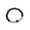 Jingxing Original Estilo Chino Nuevo Estilo Chino Sándalo Dorado Ojo de Gato Pulsera Pulseras para Hombres y Mujeres Pareja Círculo Único Accesorios Cuentas de Madera