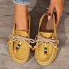 Zapatillas de Media Pantufla Boken Retro con Cuentas para Dedos de los Pies para Mujer 2025 Nuevo Estilo Zapatos Tipo Mula Artísticos Estilo Bosque Talla Grande