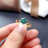 Anel Clássico Azul-esverdeado Maldiviano de Diamante Moissanite com Brilho Oito Corações e Oito Flechas para Mulheres