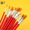 Fabricante Venta al por Mayor Pincel para Pintura al Óleo Mango Rojo Pelo de Nailon Pincel para Pintura al Óleo Pincel para Acuarela Gouache Pincel para Pintura Infantil Venta al por Mayor de Pinceles