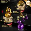 Adorno de Calabaza Citrina Atrae Fortuna en Stock, Decoración del Hogar Flor de Loto Morada, Adorno de Calabaza Cacahuete de Vidrio