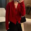 Cárdigan de Punto Trenzado para Mujer Otoño Invierno Nuevo Holgado Versátil Adelgazante Cuello Chal Abrigo Suéter Estilo Perezoso Top de Moda