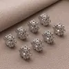 Flor de quatro pétalas com zircônia incrustada em ouro 18k que preserva a cor, contas com furo grande, pulseira de cristal DIY feita à mão, colar, acessórios de joalheria com contas