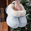 Pantuflas Peludas de Suela Gruesa para Mujer en Invierno, Para Usar al Aire Libre, Forradas de Felpa, Cálidas, Que Aumentan la Altura, Antideslizantes, Impermeables, Pantuflas de Algodón con Puntera para Mujer