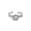 Anillo abierto de plata de ley S925 para mujer, estilo coreano, diseño de nicho con microincrustaciones irregulares de circonitas.