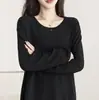 Suéter Tricotado Casual, Delicado e Amigo da Pele para Mulheres Nova Coleção Primavera & Outono 2025 Popular deste Ano Soltinho Tamanho Grande Camiseta de Base Top