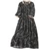 Foto Real de Vestido Camisero Largo Floral Casual Delgado Bloques de Color Cuello en V Primavera/Verano 2025 Tallas Grandes para Mujer