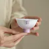 Taza de Té con Mariposas de Cortina de Perlas de Pie Alto y Boca de Flor Estilo Dinastías Tang y Song, Juego de Té Kung Fu, Taza de Maestro Cerámica para el Hogar, Taza de Cata, Taza Individual