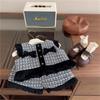 Roupas infantis da Coreia do Sul primavera e outono conjunto xadrez para meninas bebê estilo Chanel duas peças colete sem mangas de temperamento infantil shorts