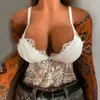 CIB0204 Top de Lencería de Encaje Moderno Europeo Sexy para Mujer con Sujetador Acolchado Correas Bonitas en la Espalda