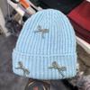 Gorro de Punto de Color Sólido con Lazo, Nuevo para Otoño e Invierno, para Circunferencia de Cabeza Grande, Adelgazante, Moderno, Versátil, Estilo Coreano, para Mujer