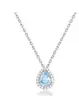 Colar Lágrima Azul para Mulheres, Estilo Ins de Luxo Leve, Sensação Elegante e de Alto Padrão, Corrente para Clavícula Pequena Gota d'Água, Presente para Namorada, Em Estoque, Transfronteiriço