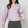 Chaqueta de Cuero Haining para Mujer, Estilo Corto, Nuevo Estilo Primavera y Otoño 2026, Corte Holgado, Chaqueta Estilo Biker de Piel de Oveja