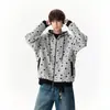 Sudadera con capucha de peso pesado estilo americano con estampado de estrellas, unisex, corte holgado, con cremallera, perfecta para otoño, prenda exterior casual y versátil