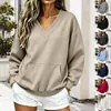 Ropa de mujer transfronteriza europea y americana, nuevo suéter de moda de otoño, manga larga, casual, adelgazante, holgado, cómodo, top con cuello en V