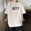 1977 Camisa de manga curta masculina de verão, camisa de base pesada, camiseta de rua americana, marca de moda, tamanho grande, moda grande, T