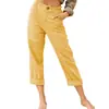 Moda femenina europea y americana TEMU nuevos pantalones largos casuales de algodón y lino de color liso, holgados, de cintura alta, pierna recta, pantalones capri para mujer