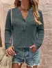 Nova Roupa Feminina de Outono e Inverno Site Independente da Amazon Cruzamento Europeu e Americano Casual com Botões de Manga Longa Canelado Escovado