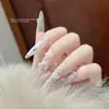 Papel de transferencia para arte de uñas estilo Bella encaje blanco y negro cielo estrellado pegatinas calcomanías estilo ins set duradero al por mayor