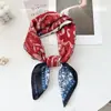 Lenço Quadrado de Seda Retrô Coreano com Estampa Paisley e Toque de Luxo, Combinado com uma Camisa, Lenço Quadrado Versátil para Cintura, Xale, Protetor de Pescoço