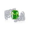 Joias de Ouro Longlong Novo Anel de Diamante Verde Prata S925 Folha Pequena Fresca Diamante de Alto Carbono Incrustado Design de Nicho para Mulheres