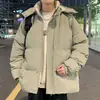 Chamarra de algodón con relleno de plumas para hombre, marca moderna estilo americano, modelo nuevo de invierno, color liso, cálida, con capucha, gruesa, corte holgado