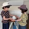 Jiaye Children's 2025 Verano para Niños Nueva Camiseta de Manga Corta con Capucha a Rayas para Bebé Niños y Niñas Holgada Delgada Chaleco