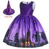 Comércio Exterior Vestido Infantil de Halloween Outono Novo Transfronteiriço ins Estampa de Abóbora Cosplay Vestido de Halloween