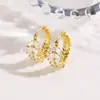Pendientes de Aro Exquisitos Estilo Francés Full Diamond Espiga de Trigo Transfronterizos para Mujer, Clips para Orejas Brillantes en Forma de V de Moda de Lujo Ligero de Gama Alta
