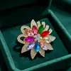 Broche Japonês Coreano Exquisito de Cristal de Lua Flor Folha Moda para Terno Vestido Lapela Corsage Acessórios de Zircônia Mulheres