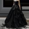 Elegante Vestido Negro Strapless para Examen de Canto de Rendimiento Adulto Ceremonia Reunión Anual Banquete de Alta Gama Pasarela Vestido de Noche de Alta Gama con Falda Abullonada