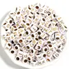 Cuentas acrílicas cuadradas de agujero recto multiestilo, cuentas cuadradas con letras, Blanco Oro 26 letras, cuentas monocromáticas
