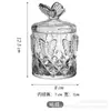 Caixa de Armazenamento de Vidro com Borboleta em Relevo Estilo Europeu Cristal com Tampa Caixa para Cotonetes Palitos Caixa de Joias para Orelha Anel de Mesa