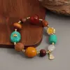 Novo Design de Pulseira de Sândalo com Areia Turquesa de Magnésio Estilo Chinês, Suave e Realçador da Tez, Acessórios de Raposa de Nove Caudas Ágata Vermelha, Pulseira da Moda